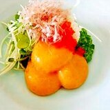 にんじん白玉とオクラの和え物